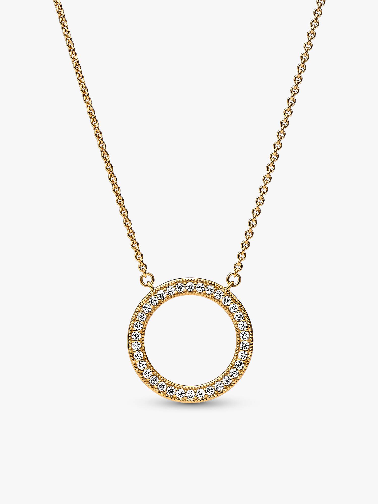 Pandora Signature Pavé & Hearts Circle Pendant Necklace