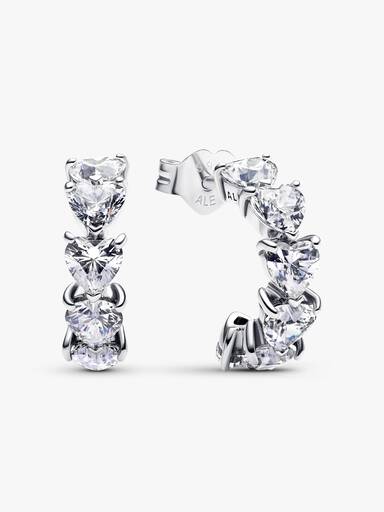 Sparkling Hearts Open Hoop Earrings