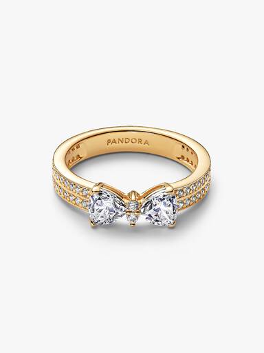 Sparkling Bow Double-row Ring