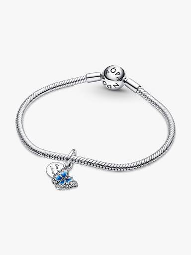 Blue Butterfly & Quote Double Dangle Charm