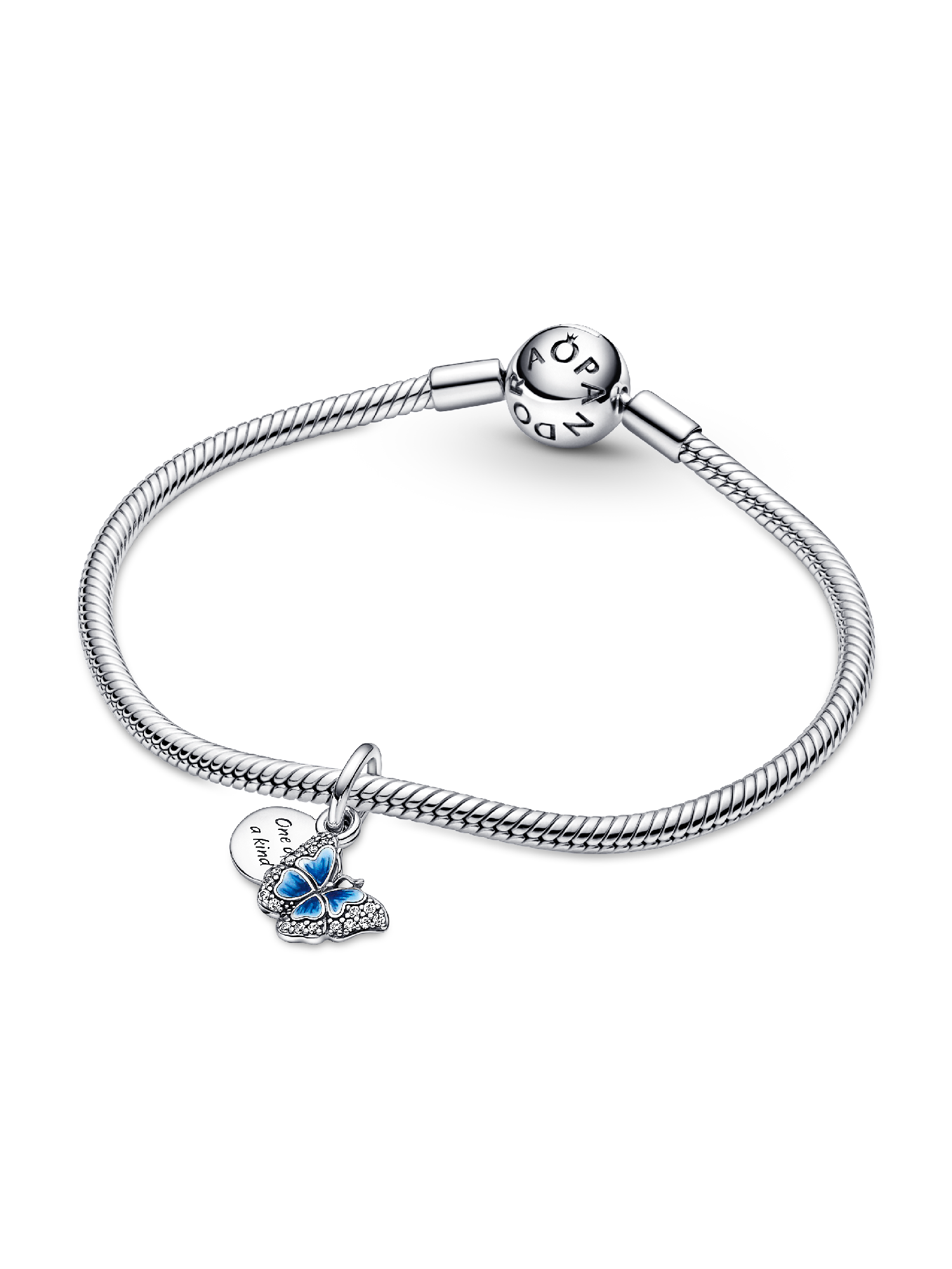 Blue Butterfly & Quote Double Dangle Charm | スターリングシルバー