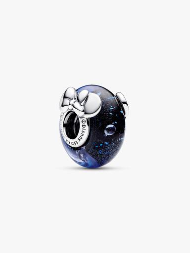 Disney Mickey Mouse & Minnie Mouse Blue Murano Glass Charm