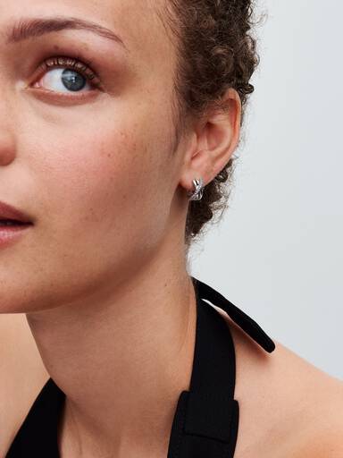 Crossover Pavé Hoop Earrings