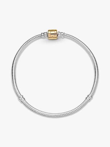 Pandora Moments Two-tone Barrel Clasp Snake Chain Bracelet