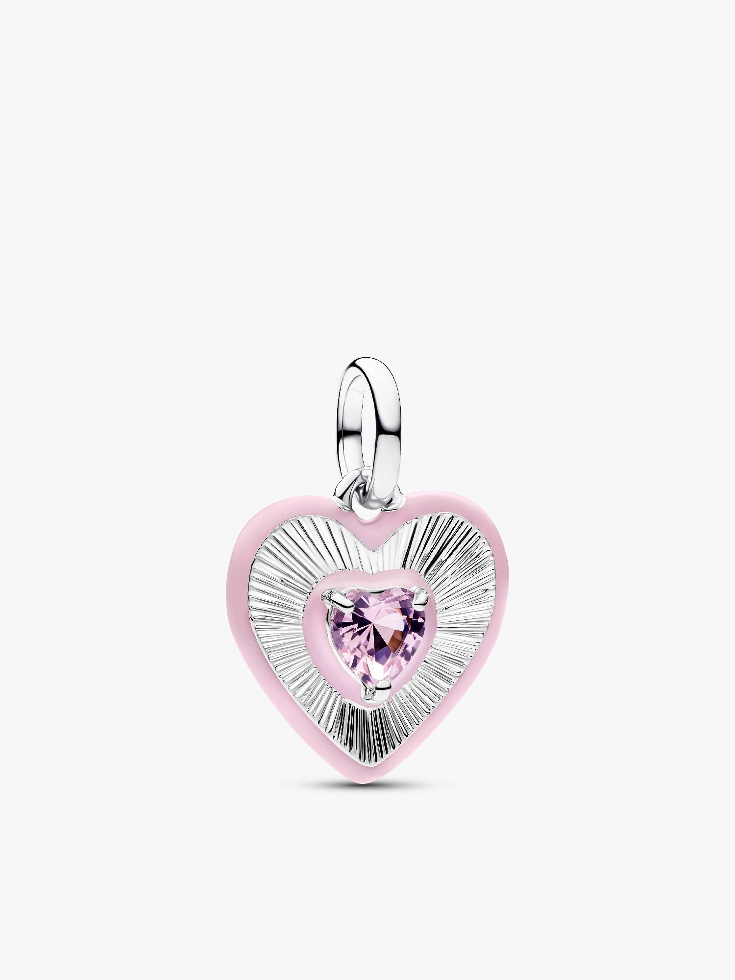 Radiating Pink Heart Medallion Charm