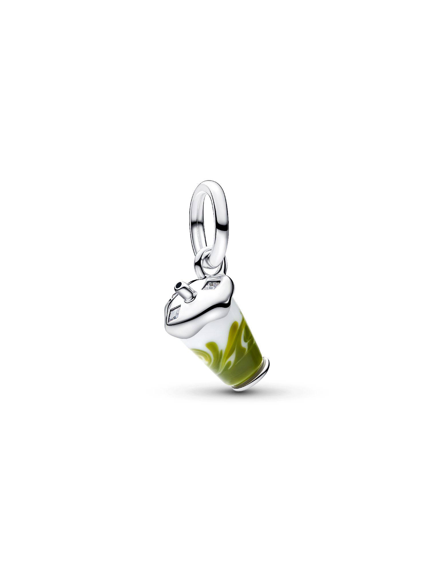 Iced Matcha Latte Murano Glass Dangle Charm | スターリングシルバー