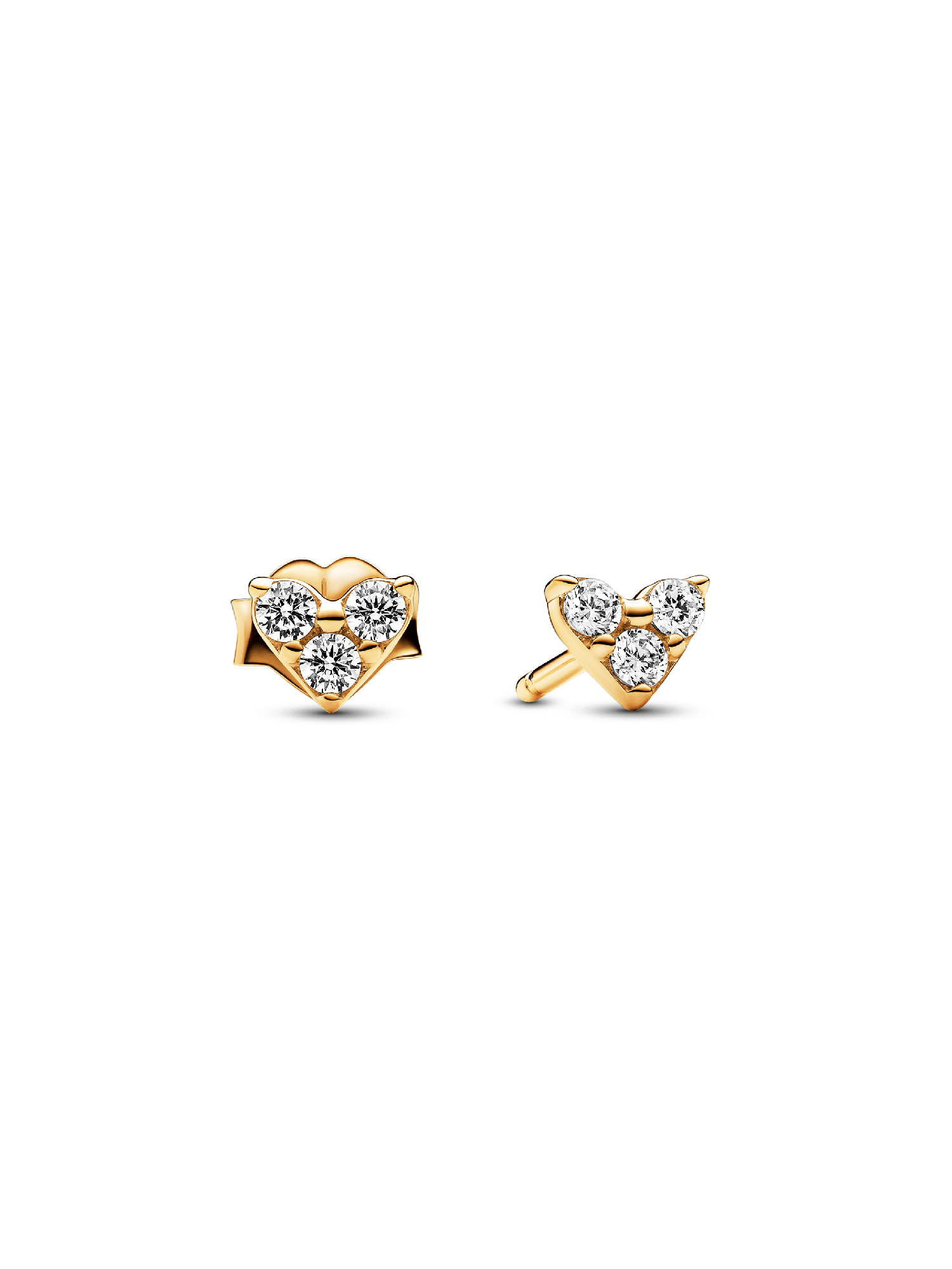 Triple Stone Heart Stud Earrings | ゴールドプレーティング | パンドラ'