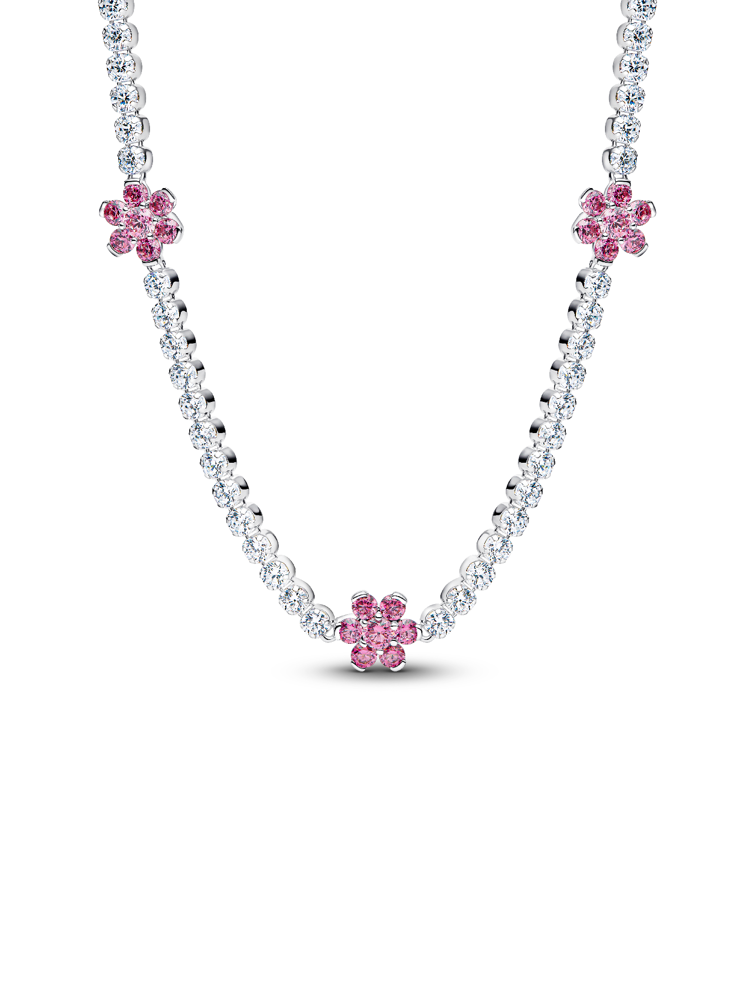 Pink Flower Tennis Necklace | スターリングシルバー | パンドラ'