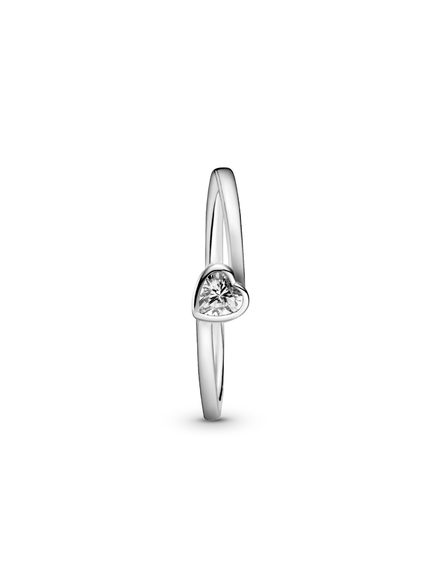 Clear Tilted Heart Solitaire Ring | スターリングシルバー | パンドラ'