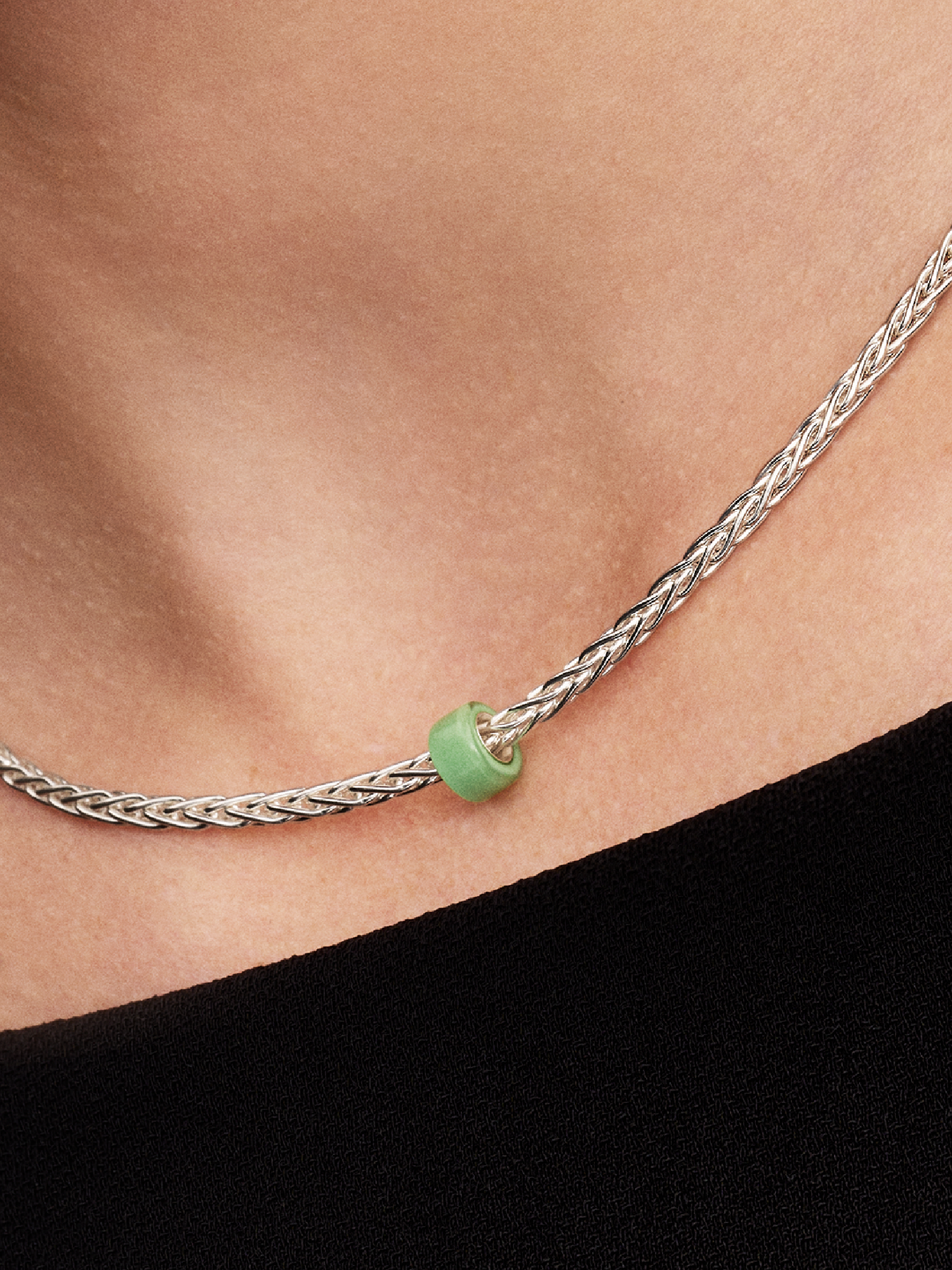 美品 PANDORA 緑マラーノガラス ヘビチャーム ネックレスセット Green Murano Glass Mini Charm | スターリングシルバー | パンドラ'