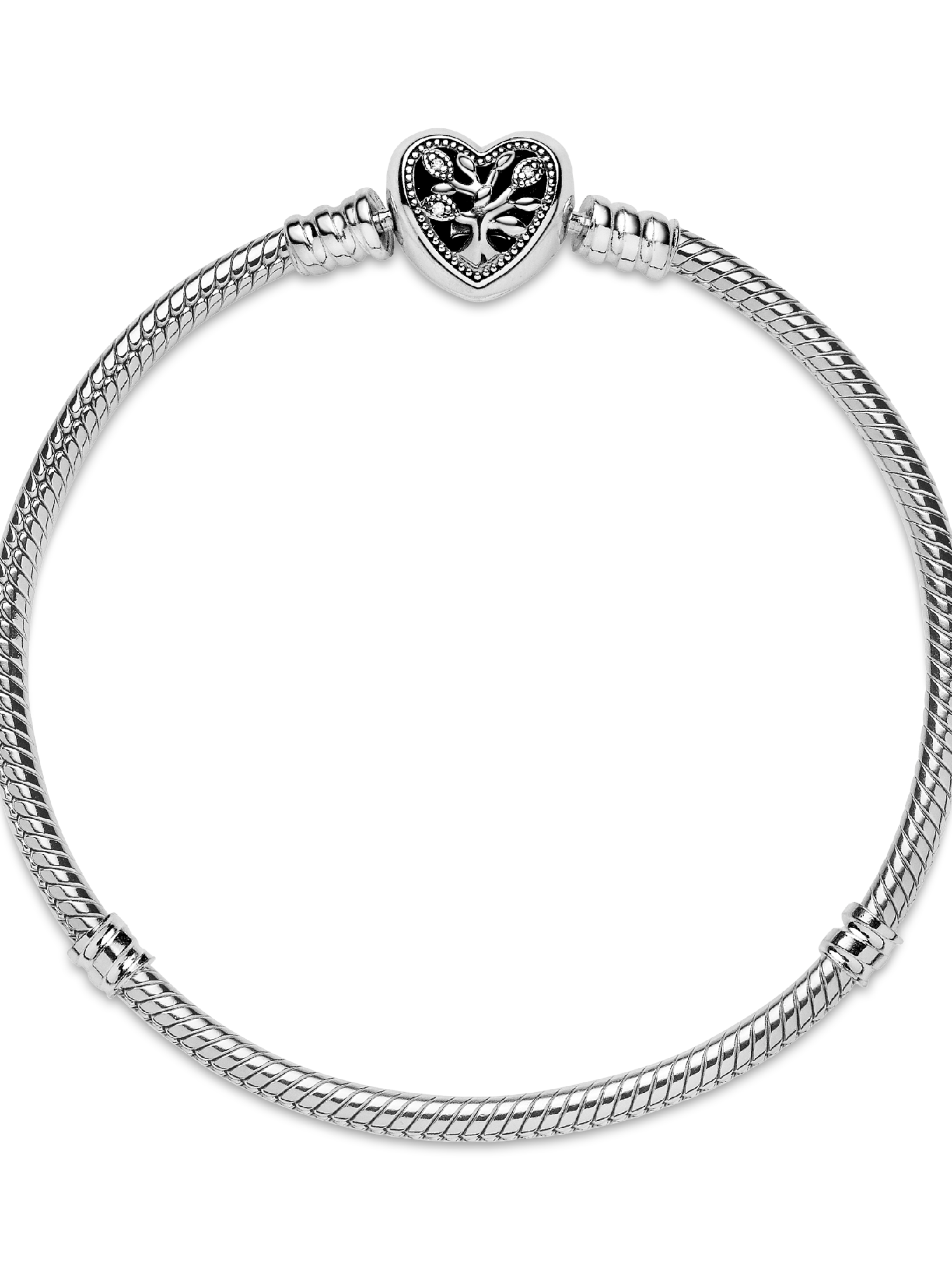 Family Tree Heart Clasp Snake Chain Bracelet | スターリング