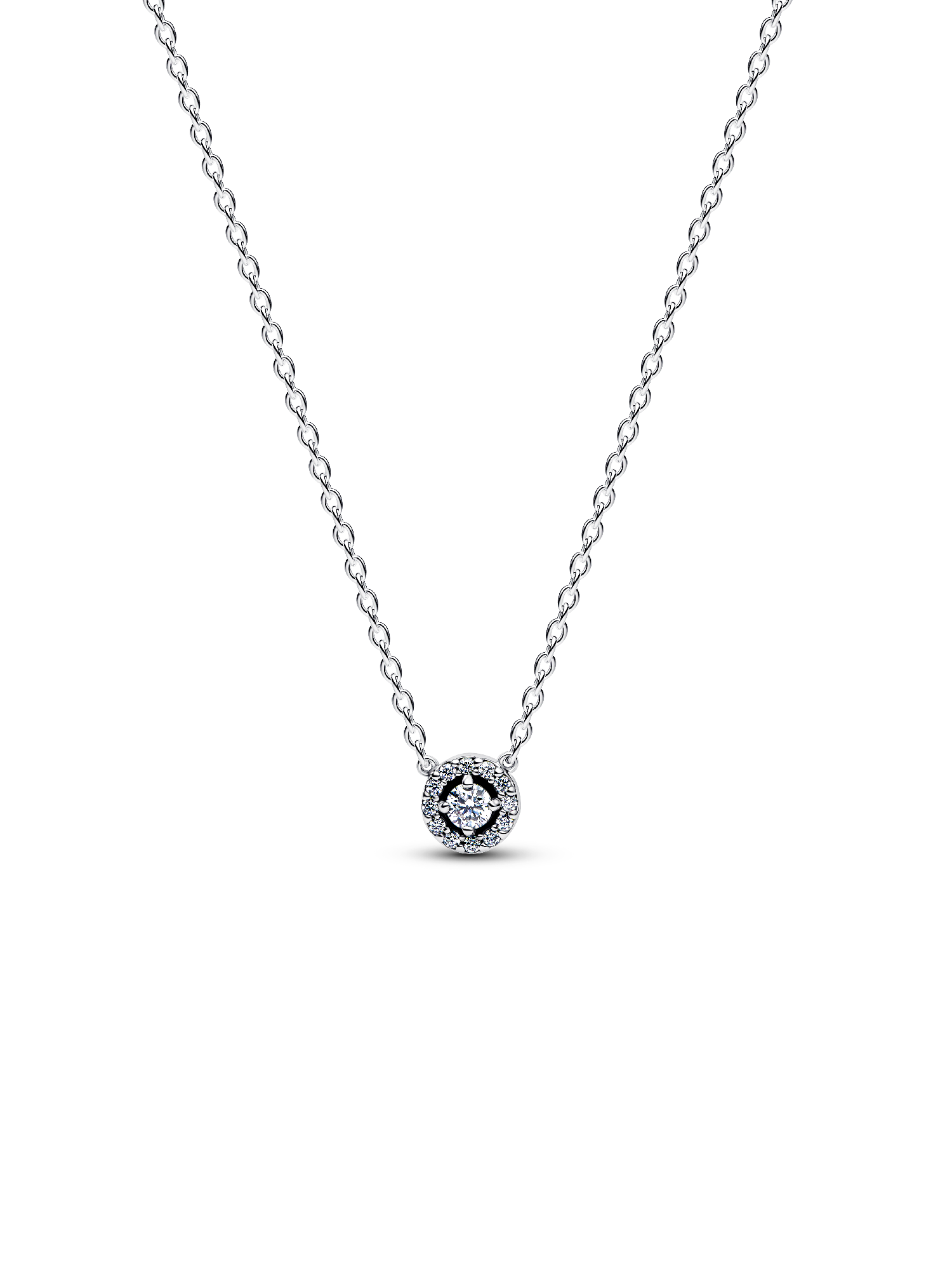 Round Pavé Halo Collier Necklace