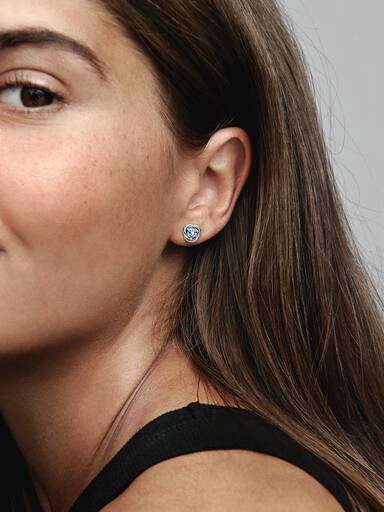 Sea Aqua Blue Eternity Circle Stud Earrings