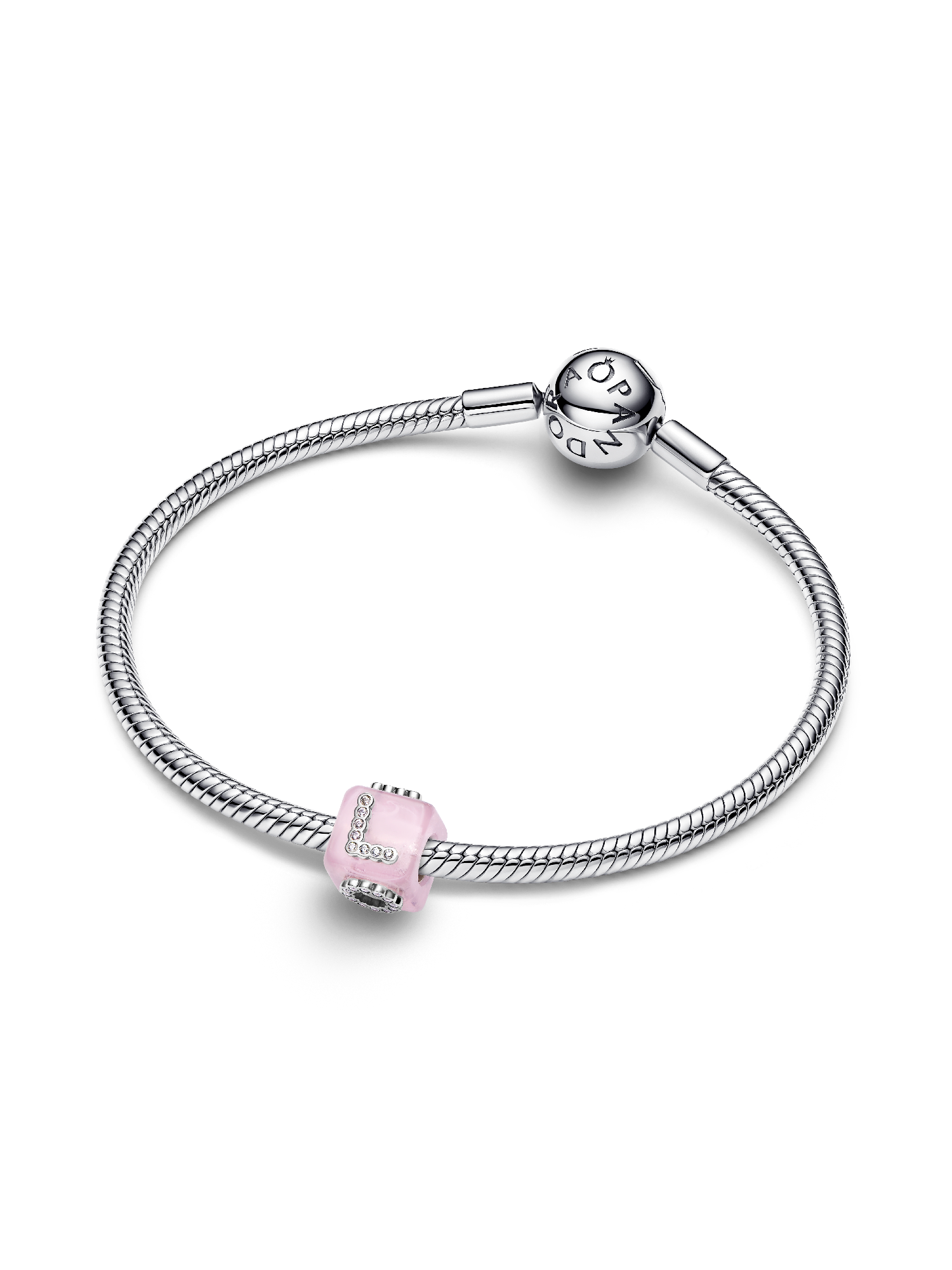 Pink Murano Glass Love Cube Charm | スターリングシルバー | パンドラ'