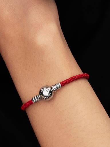 Red Braided Leather Bracelet