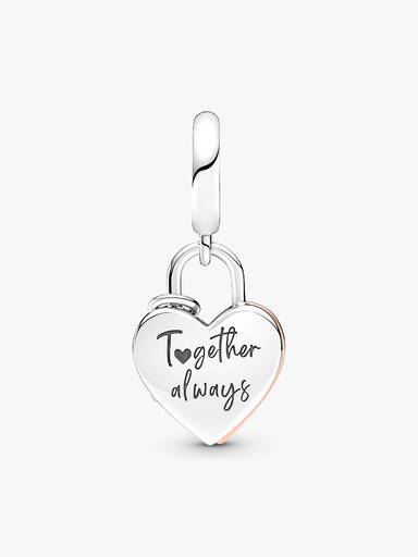 Heart Padlock Double Dangle Charm