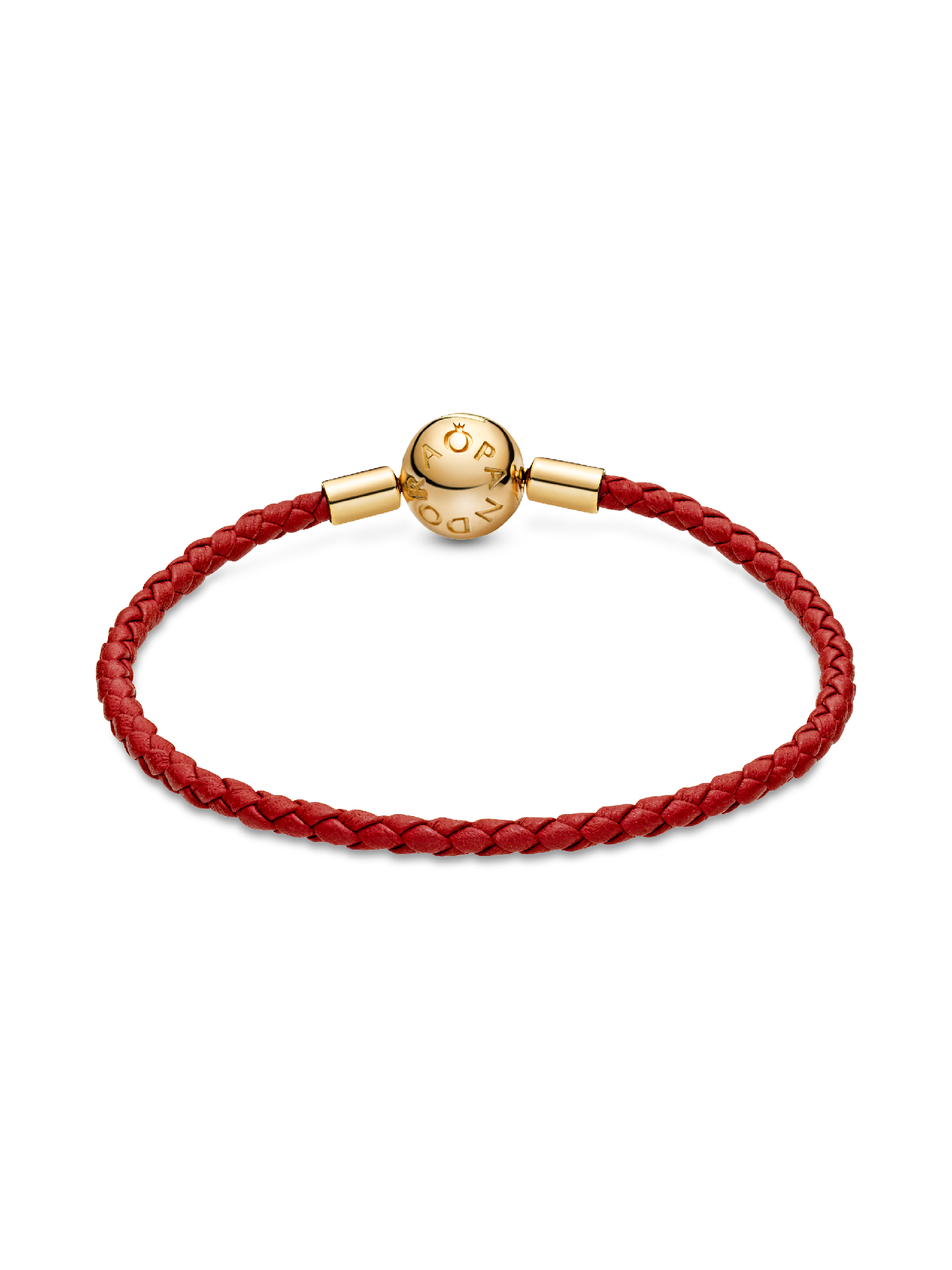 Pandora Moments Red Woven Leather Bracelet | ゴールドプレー