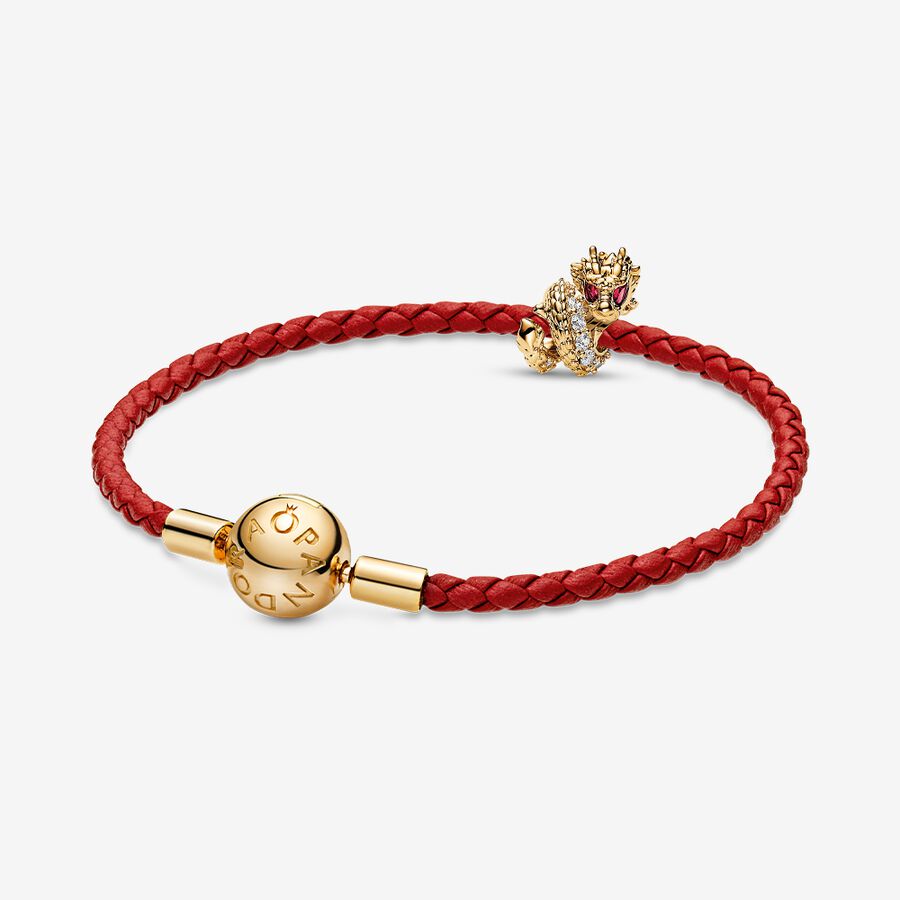 Gold Dragon Charm and Bracelet Set image number 0
