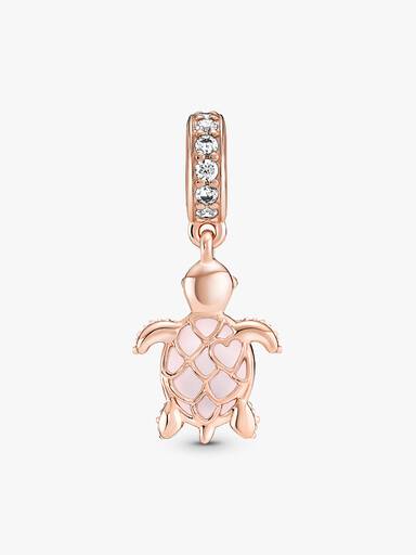 Murano Glass Pink Sea Turtle Dangle Charm