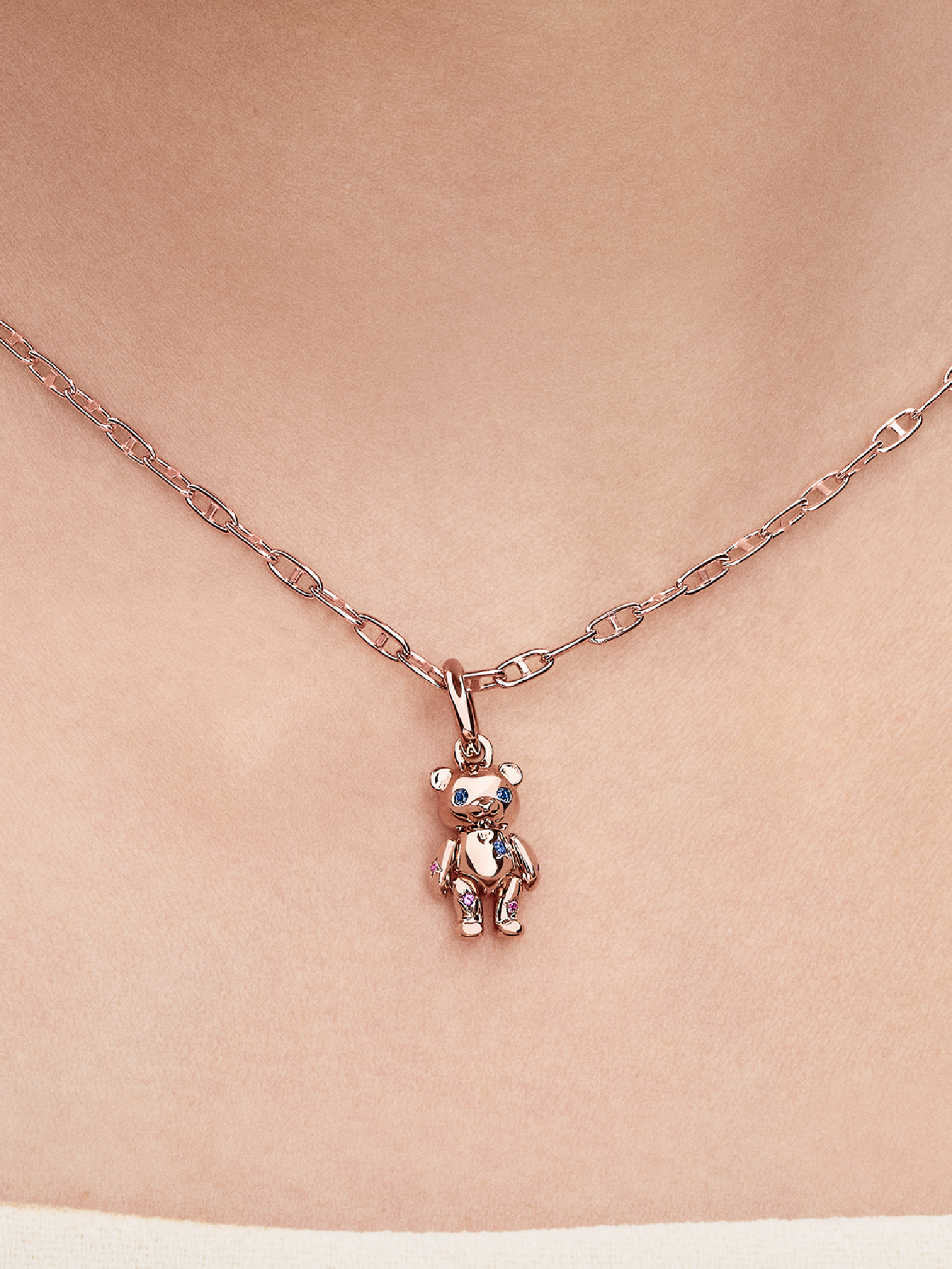 Movable Teddy Bear Dangle Charm | ローズゴールドプレーティング