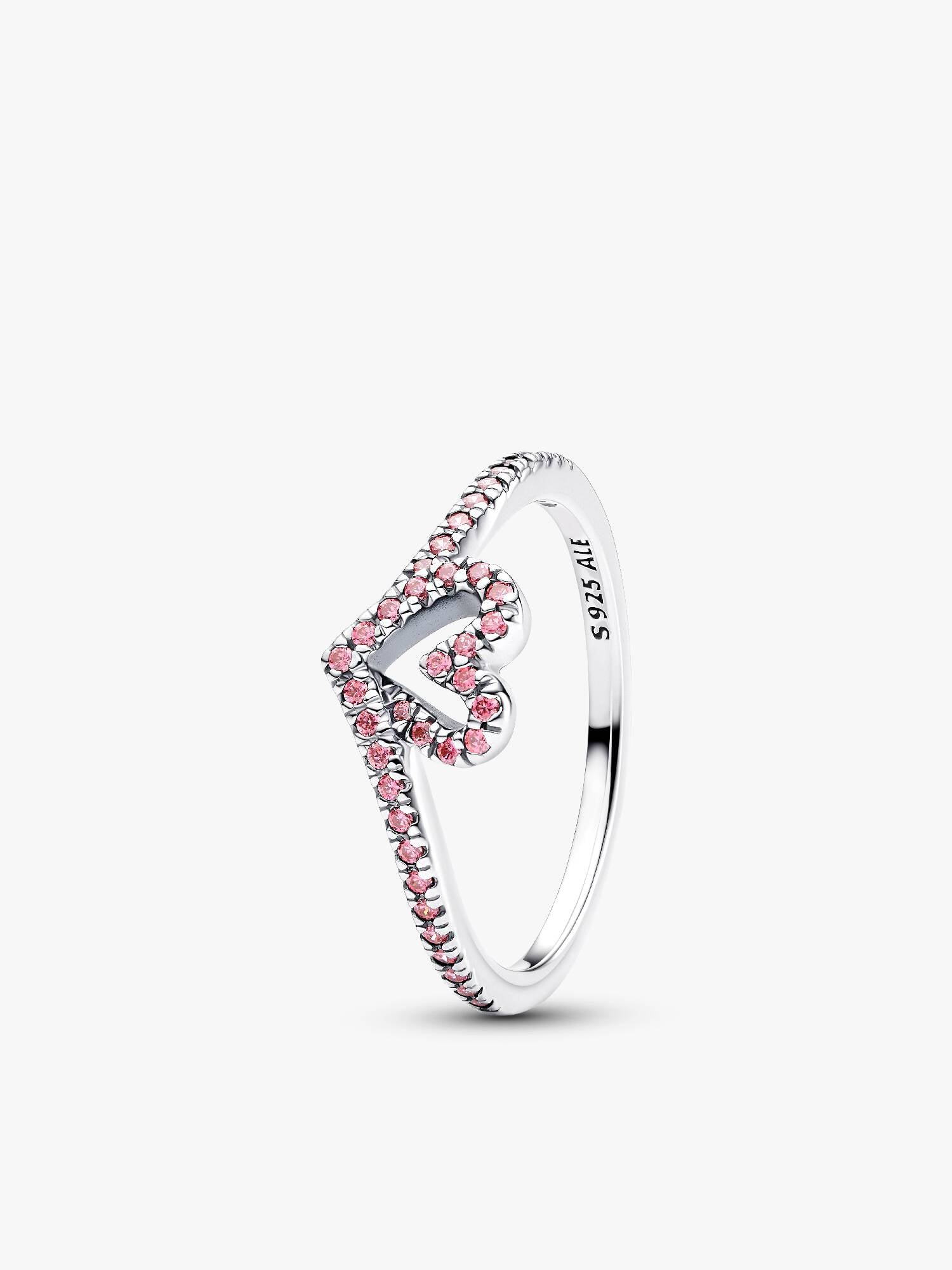 Sparkling Wishbone Pink Heart Ring