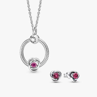 October Birthstone Necklace Charm and Earring Gift Set