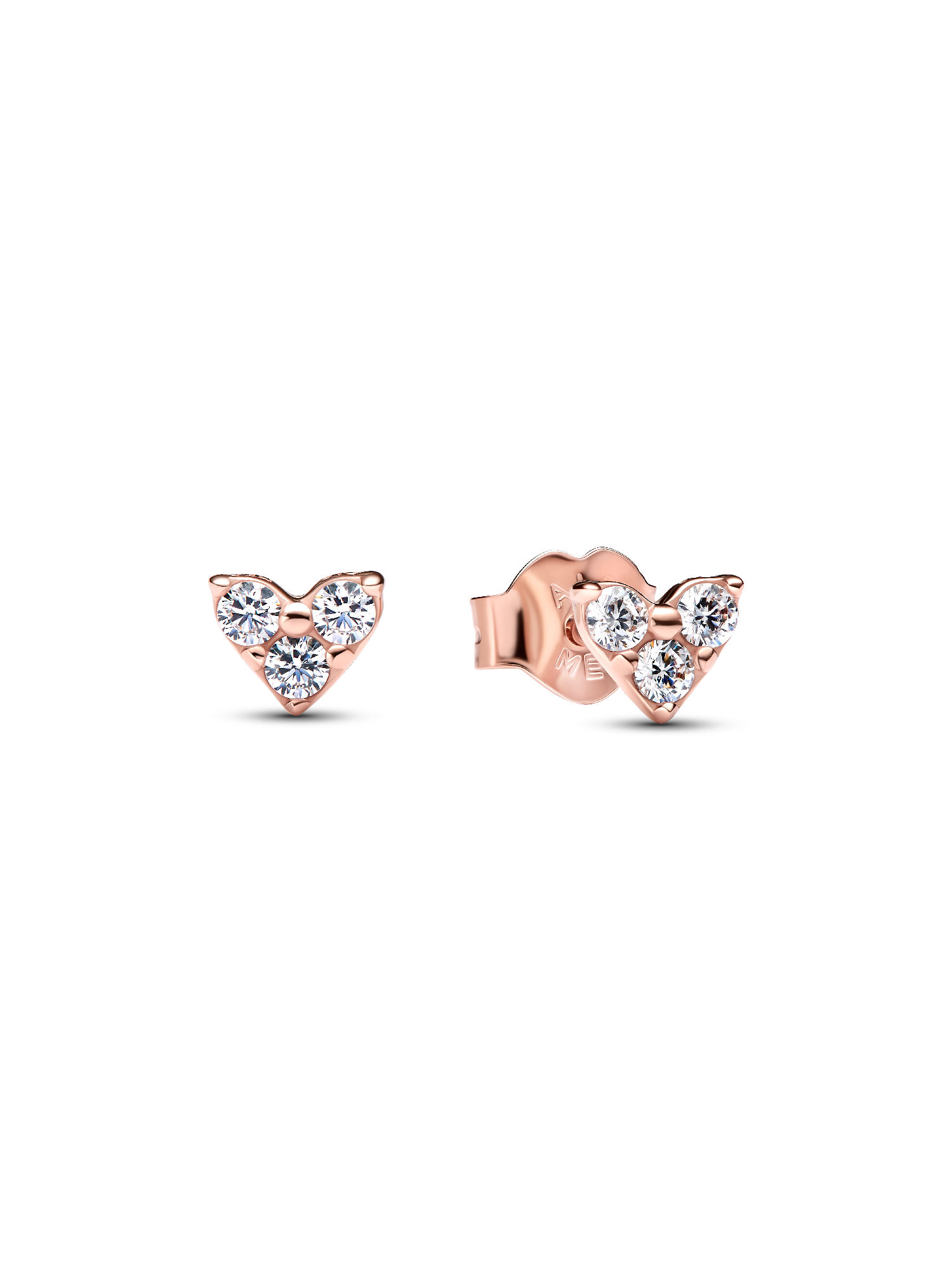 Triple Stone Heart Stud Earrings