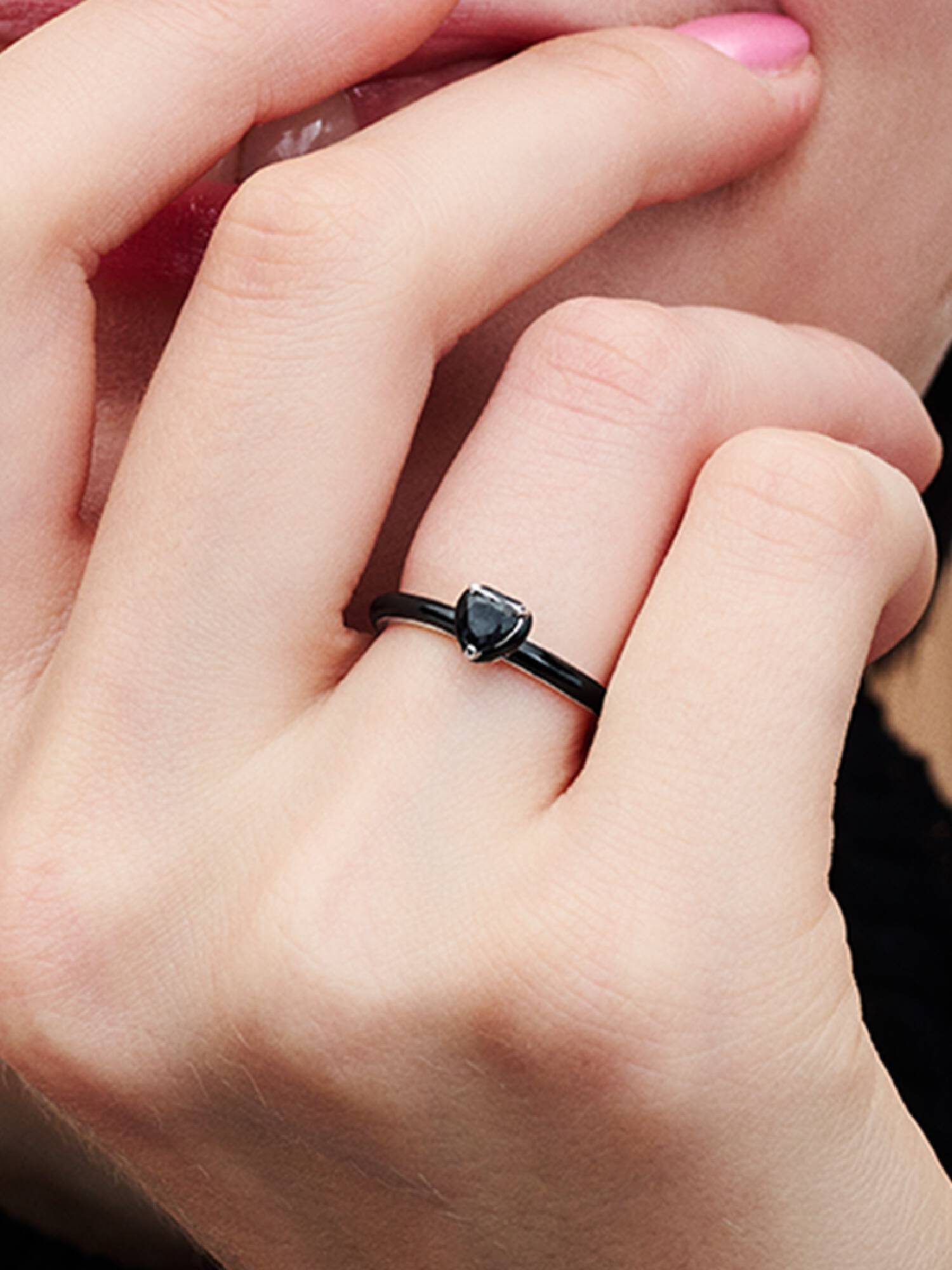 Black Chakra Heart Ring