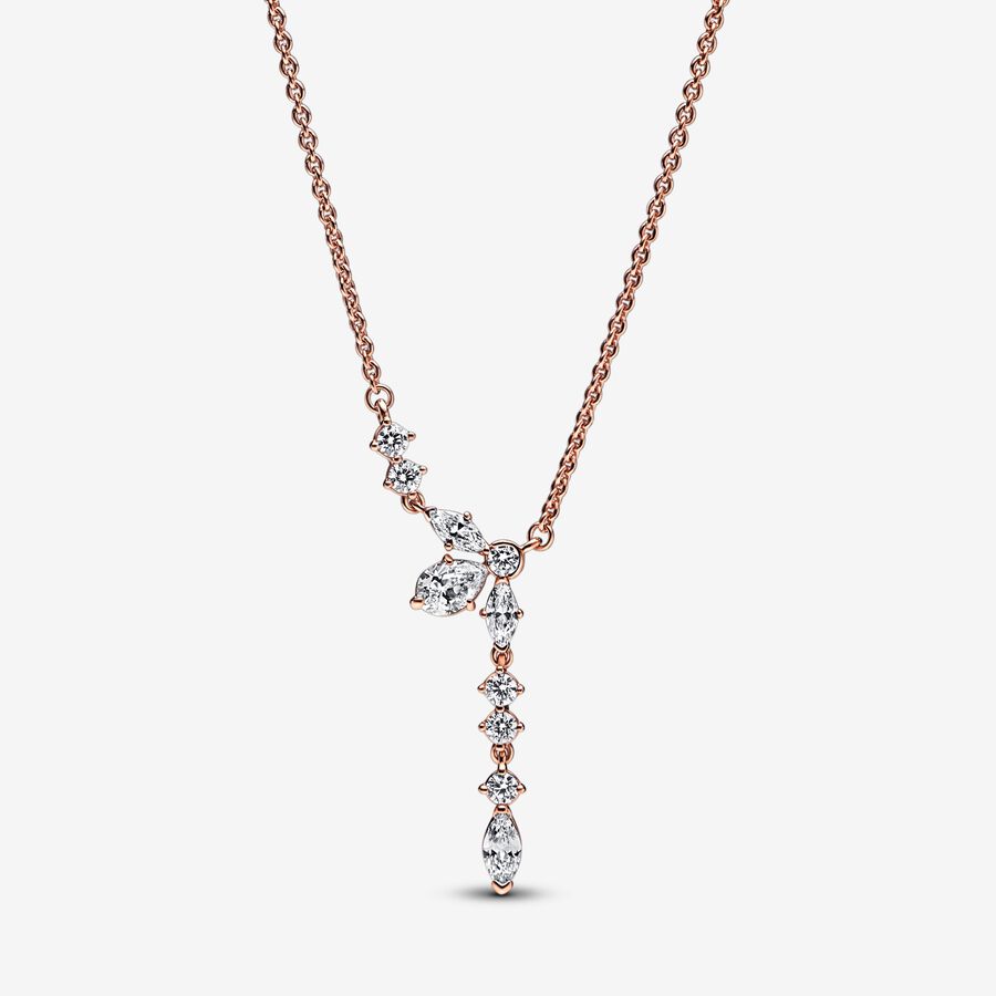 Herbarium cluster 14k rose gold-plated collier with clear cubic zirconia image number 0