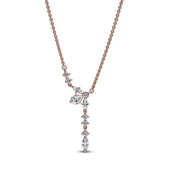 Herbarium cluster 14k rose gold-plated collier with clear cubic zirconia