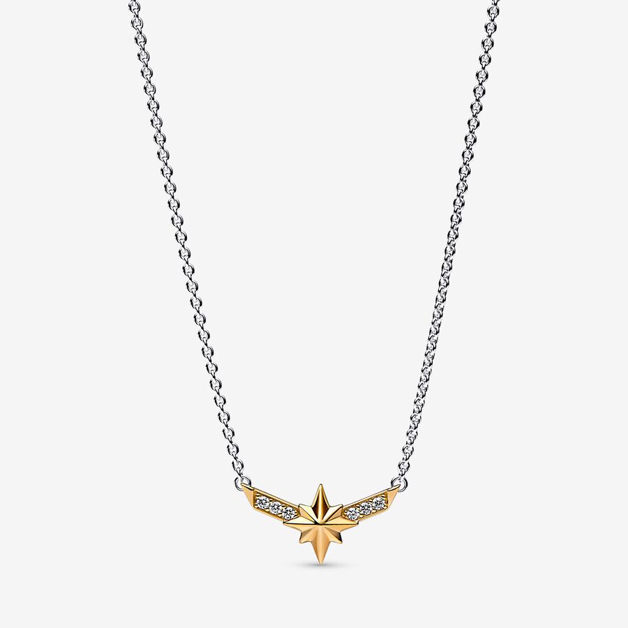 Marvel Captain Marvel Octogram Star Two tone Pendant Necklace image number 0