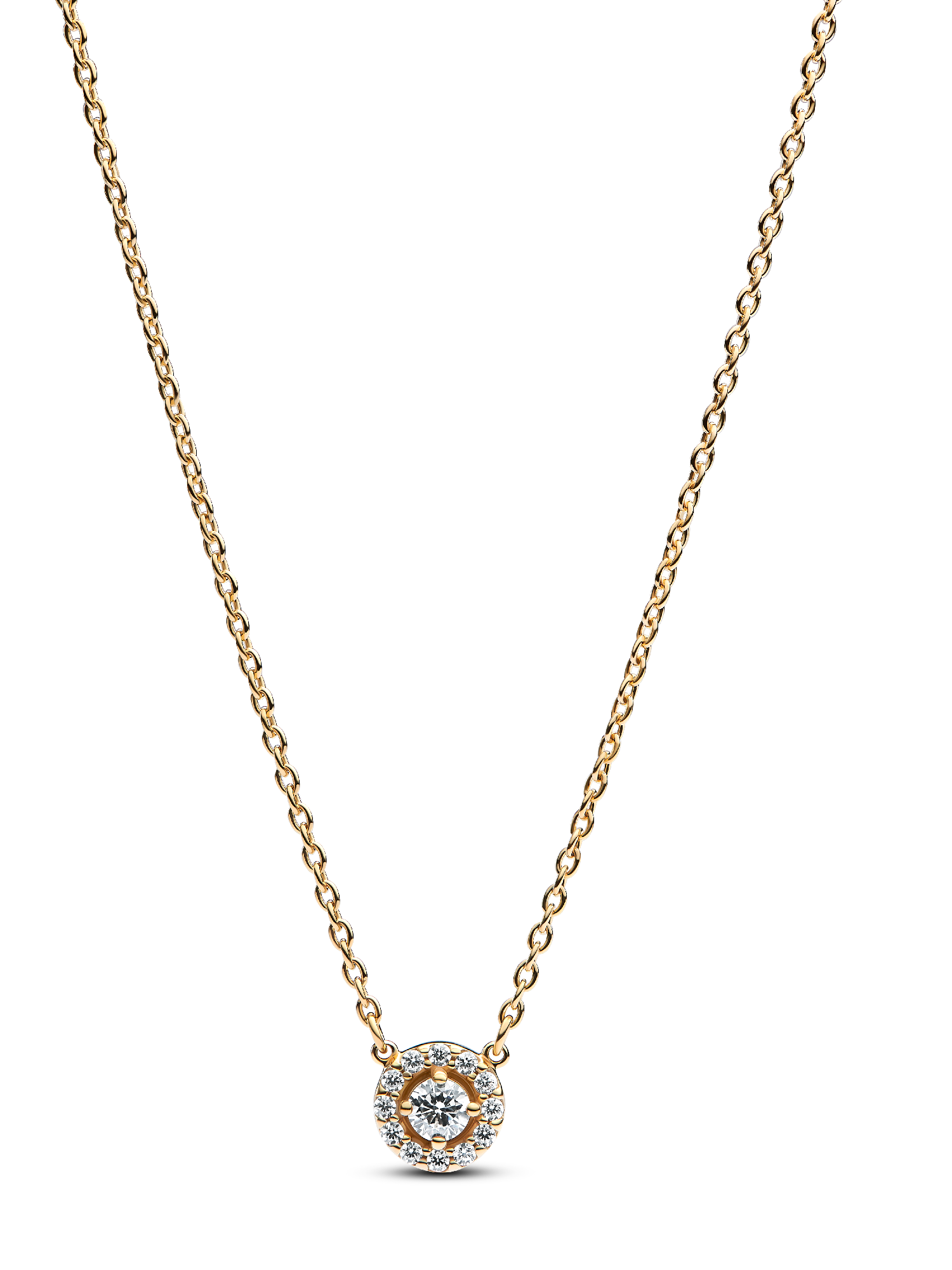 Round Pavé Halo Pendant Necklace