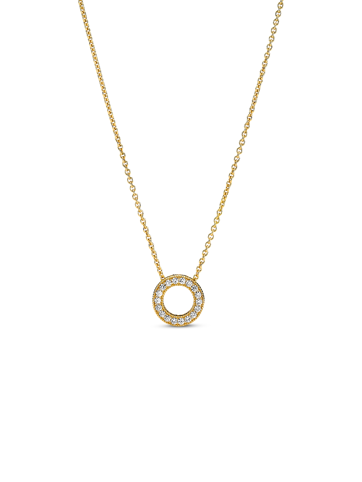 Pandora Logo Pavé Circle Collier Necklace | ゴールドプレーティング 