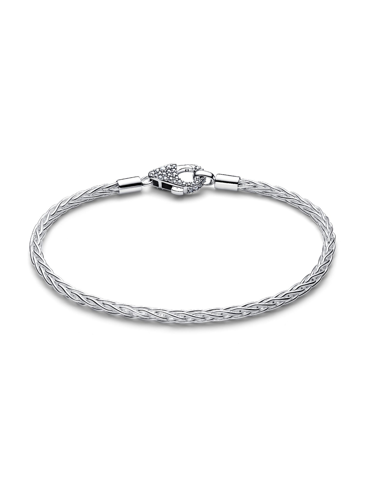 Pavé Clasp Foxtail Chain Charm Bracelet | スターリングシルバー