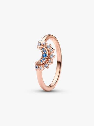 Celestial Blue Sparkling Moon Ring