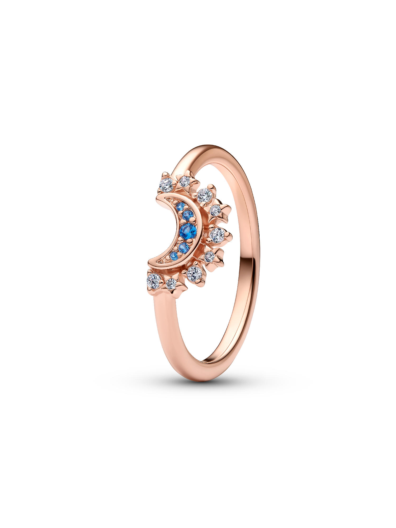 Celestial Blue Sparkling Moon Ring
