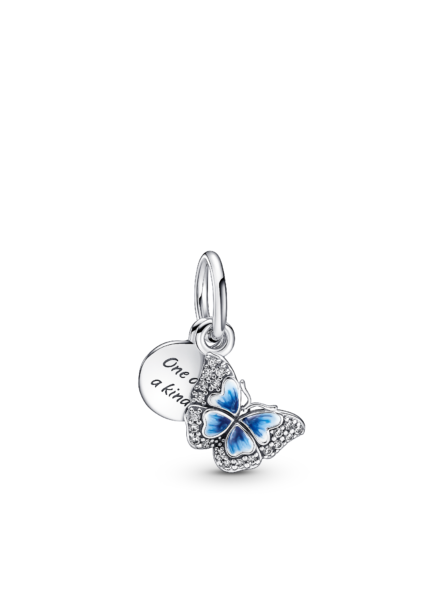 Pink Butterfly & Quote Double Dangle Charm | ローズゴールドプレー