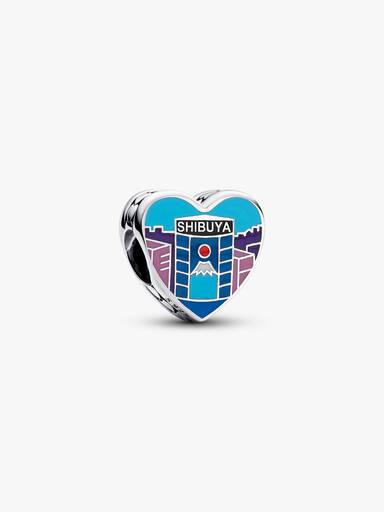 Tokyo sterling silver charm with black, pink, red, white, blue glow in the dark and glittery enamel