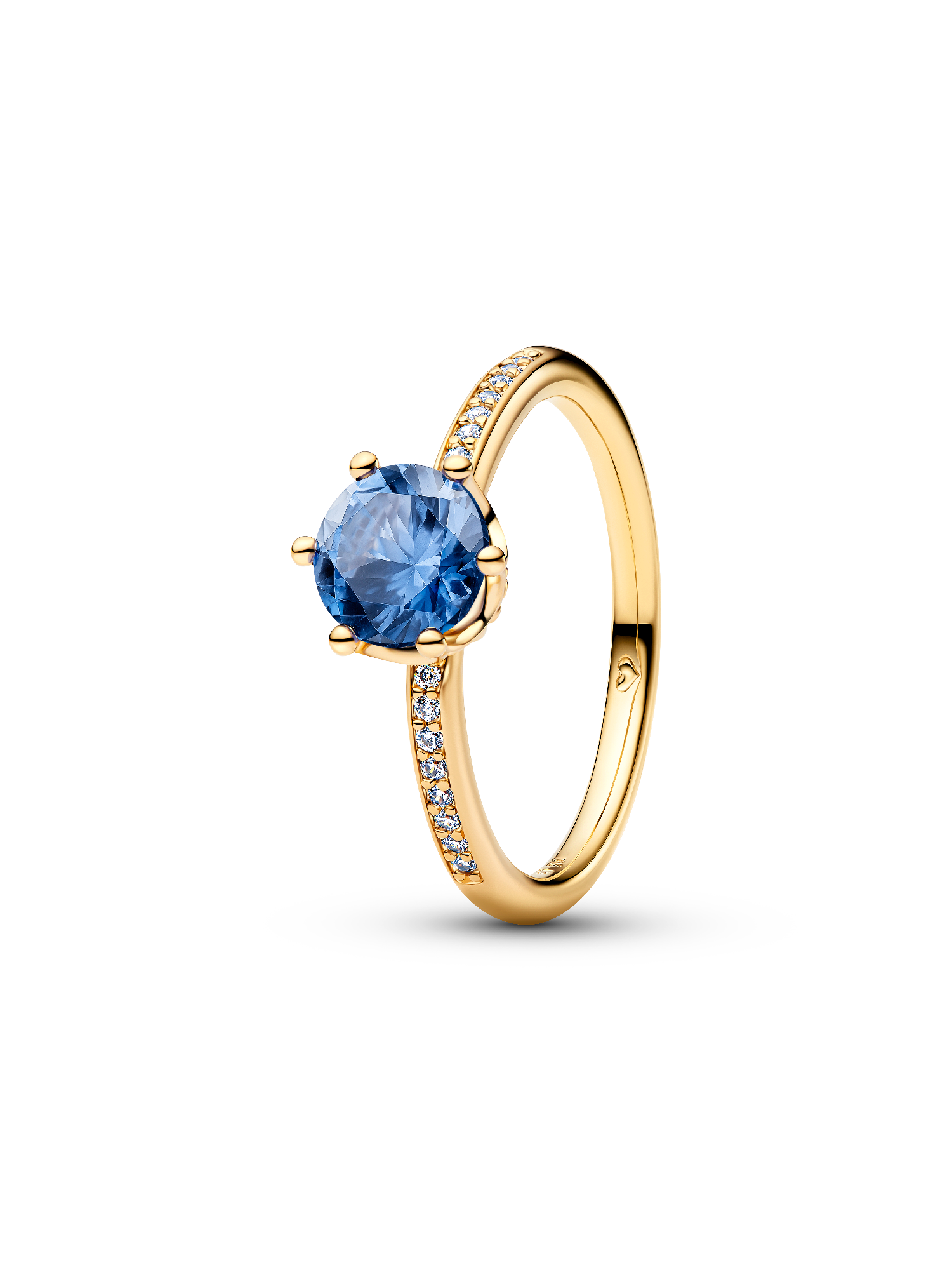 Blue Sparkling Crown Solitaire Ring | ゴールドプレーティング