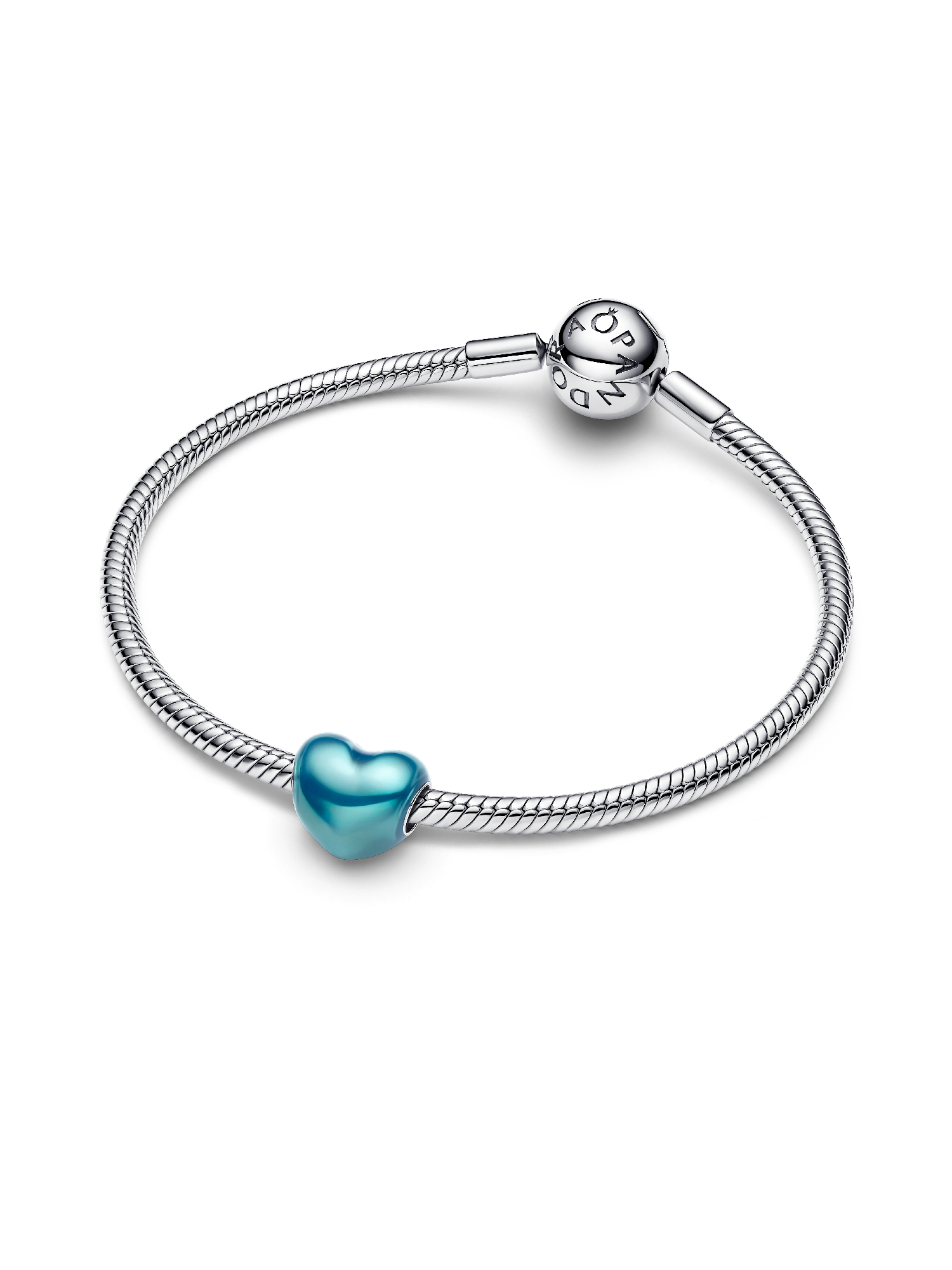 Metallic Sky Blue Heart Charm | スターリングシルバー | パンドラ'