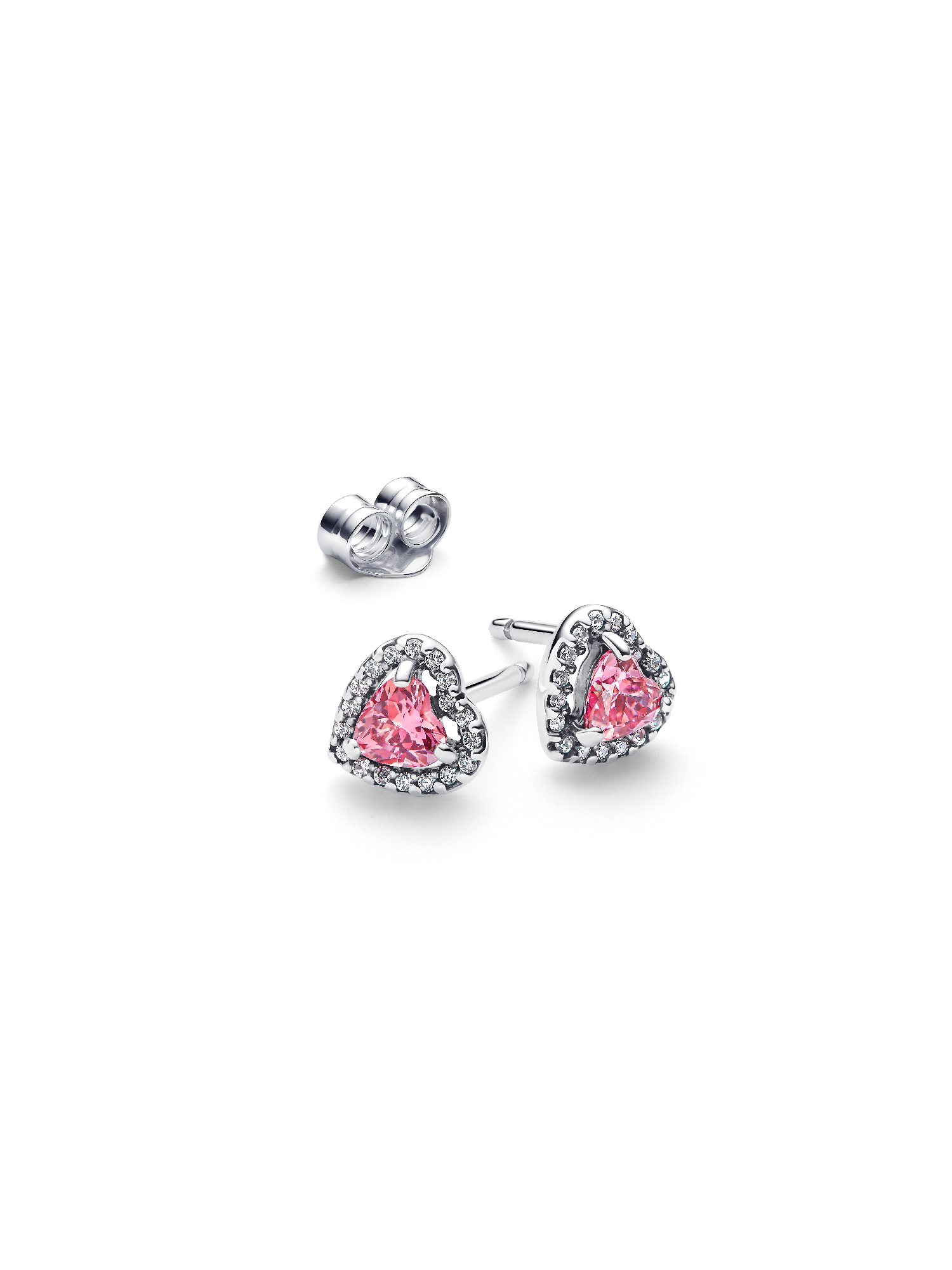 PANDORA パンドラ ハートピンクストーン ループ ピアス 箱付き シルバー Elevated Pink Heart Stud Earrings | スターリングシルバー | パンドラ'