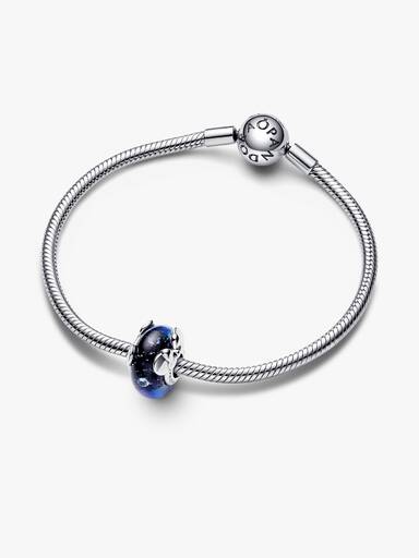 Disney Mickey Mouse & Minnie Mouse Blue Murano Glass Charm