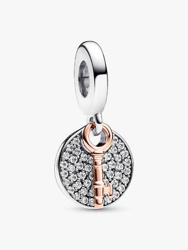 Two-tone Key to Happiness Double Dangle Charm