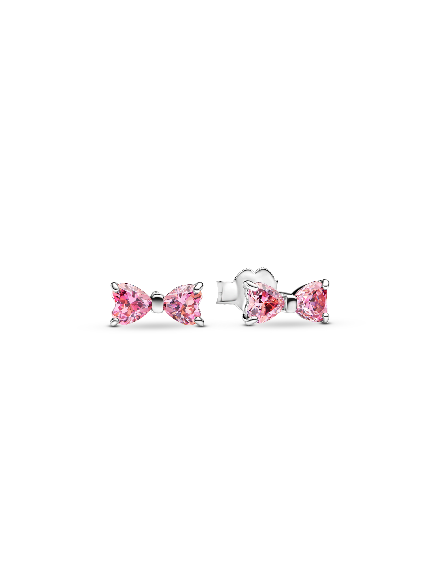 Sparkling Pink Bow Stud Earrings | スターリングシルバー | パンドラ'