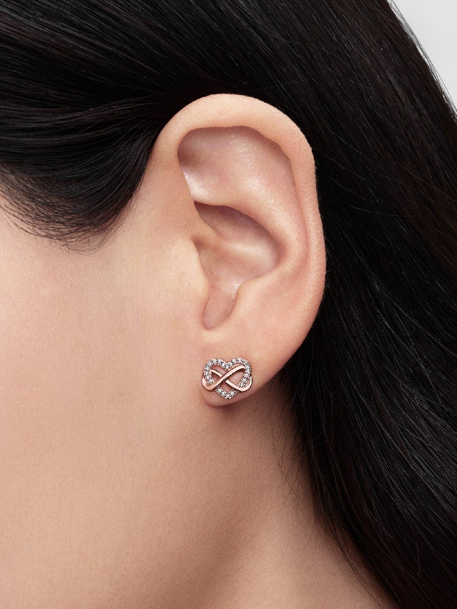 Sparkling Infinity Heart Stud Earrings