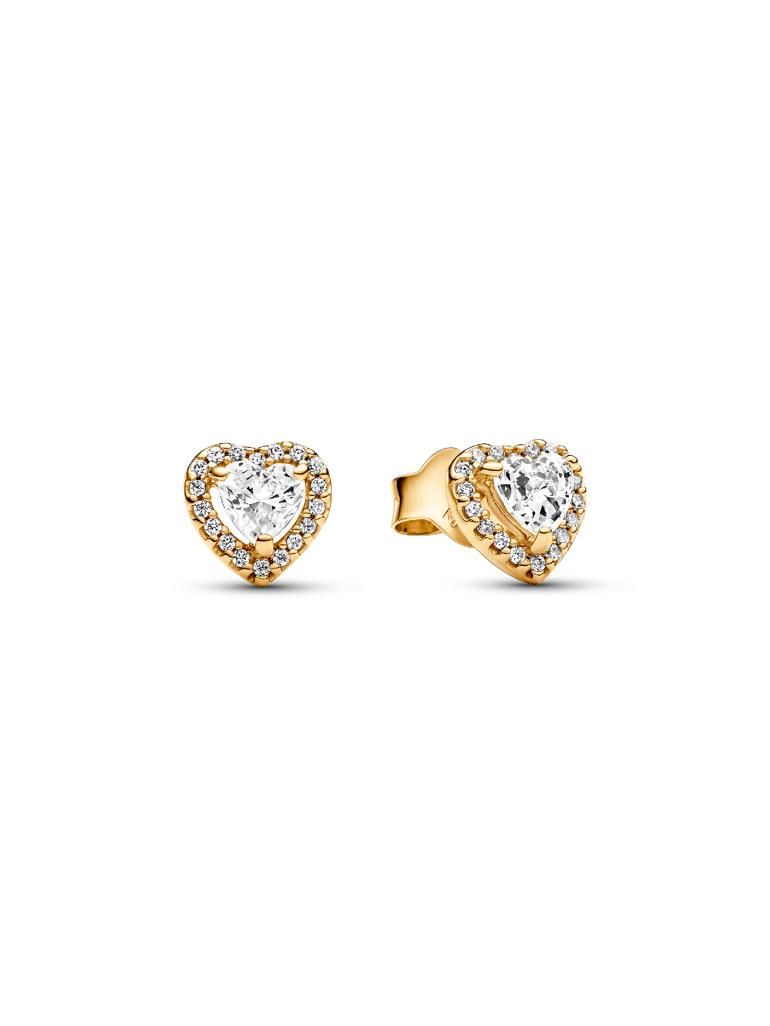 Sparkling Elevated Heart Stud Earrings | ゴールドプレーティング