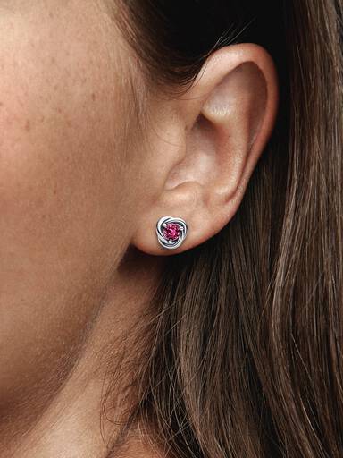 Pink Eternity Circle Stud Earrings