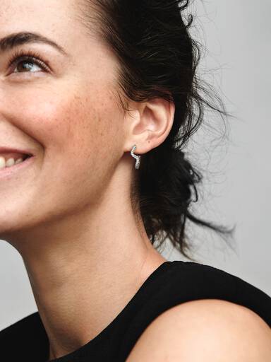 Sparkling Wave Hoop Earrings