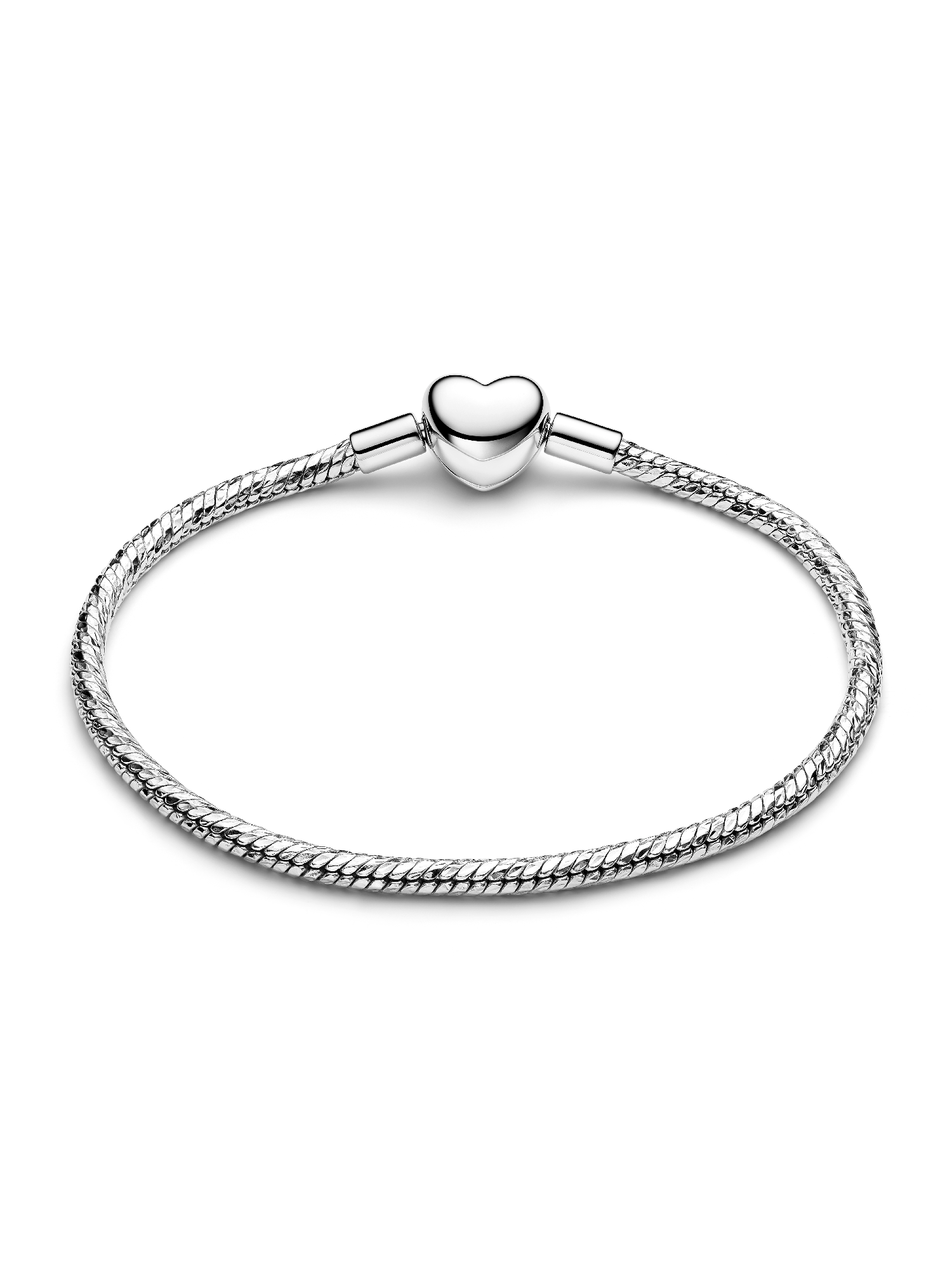 Heart Clasp Faceted Snake Chain Bracelet | スターリングシルバー