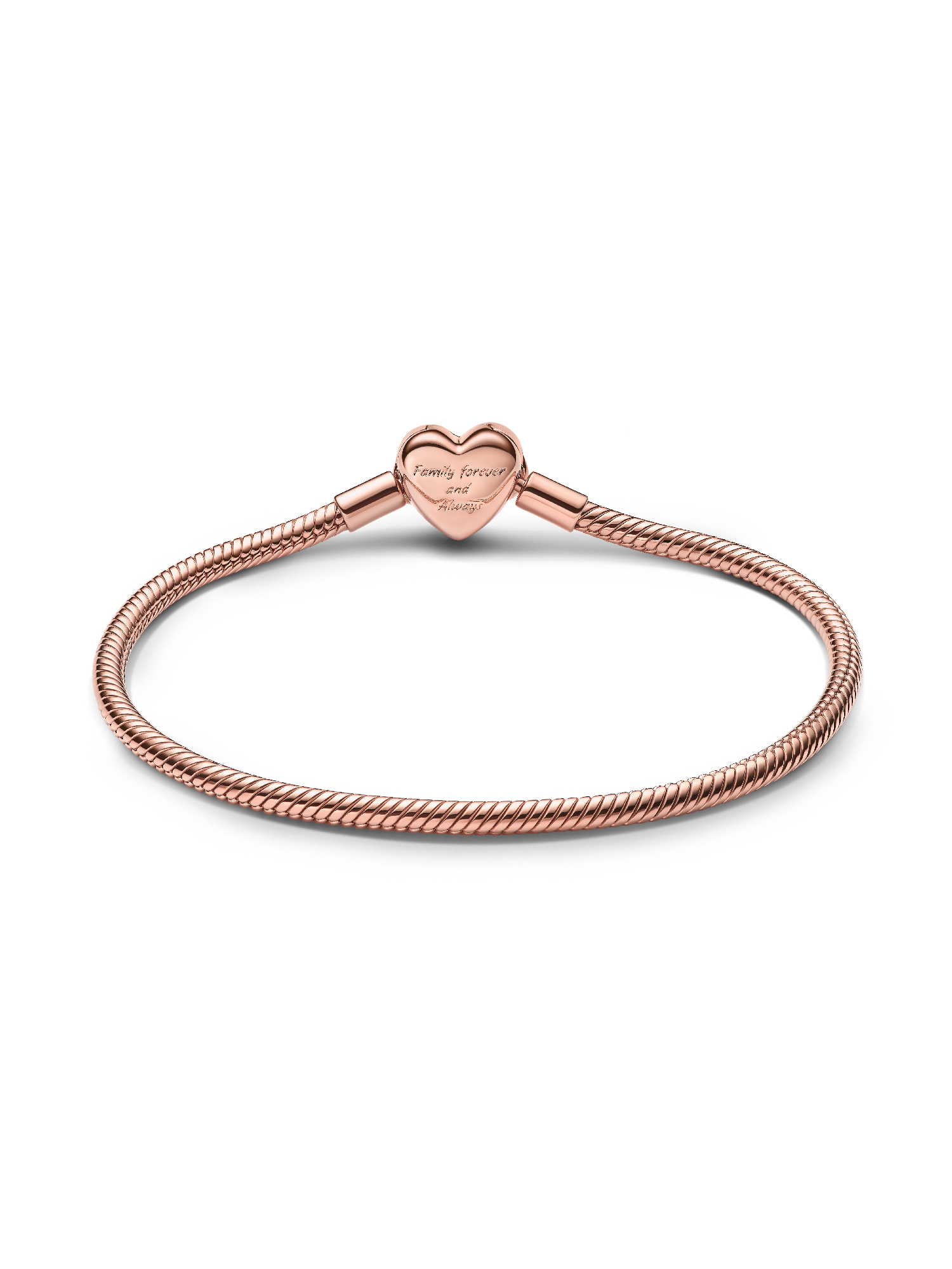 Sparkling Infinity Heart Clasp Snake Chain Bracelet | ローズ